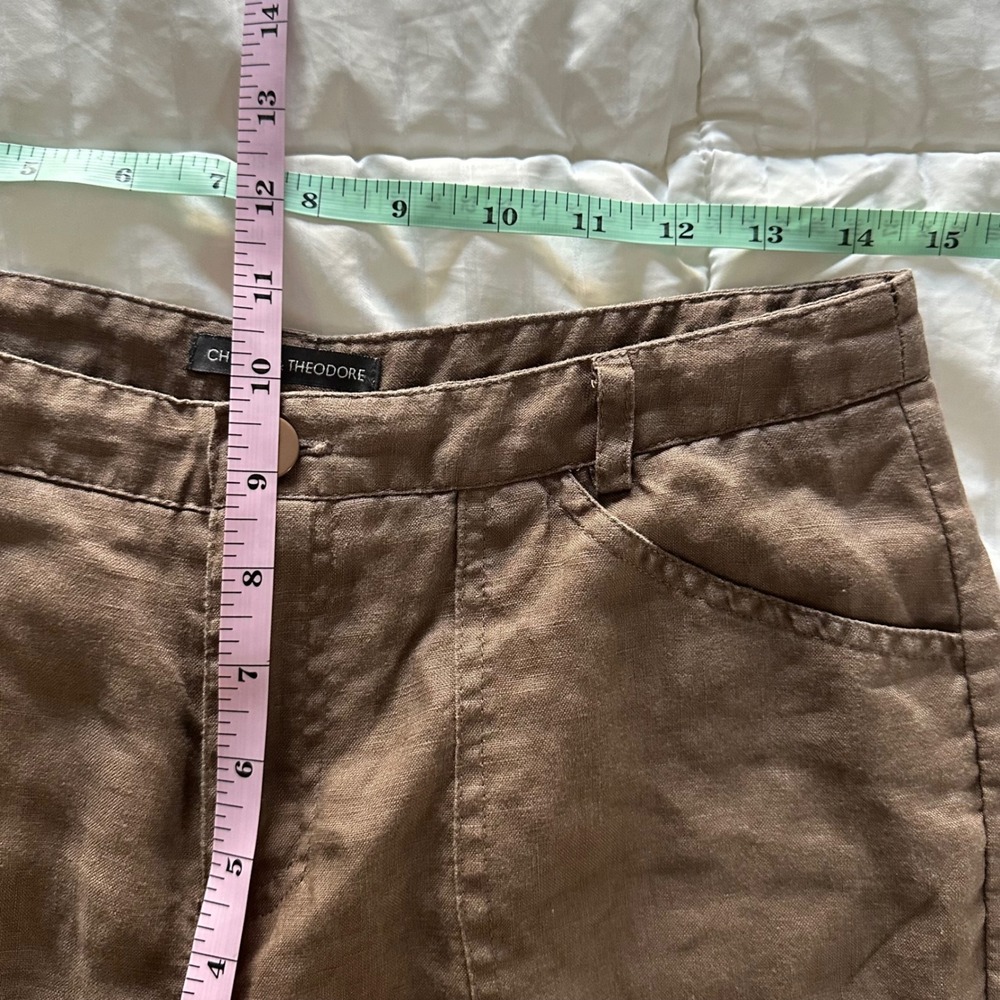 Chelsea & Theodore 100% Linen Wide Leg Utility Pants -‎ Chocolate Brown - Size 4 - Picture 5 of 7